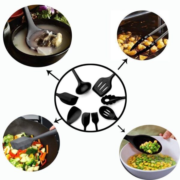 12 Pcs Non-Stick with Wooden Handle Kitchen Spoon Set