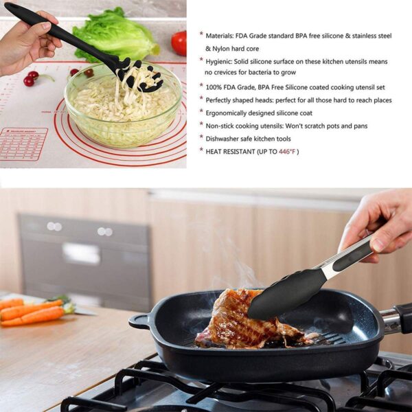 12 Pcs Non-Stick with Wooden Handle Kitchen Spoon Set